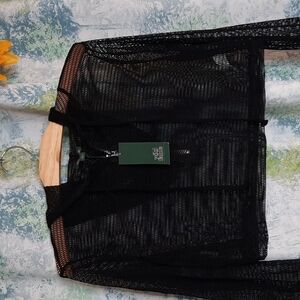 WILD fable black mesh long sleeve crop top sz s